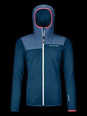 Ortovox fleece plus hoody in petrol blue, size M